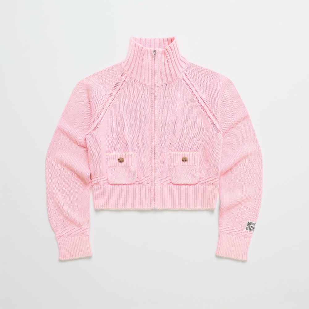 Madhappy Guest in Residence Women's Cardigan Sweater  Knit Full Zip Pink